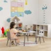 SET TAVOLINO E 2 SEDIE PER BAMBINI 3-8 ANNI IN MDF E LEGNO DI PINO GRIGIO