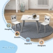 SET TAVOLINO E 2 SEDIE PER BAMBINI 3-8 ANNI IN MDF E LEGNO DI PINO GRIGIO