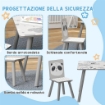 SET TAVOLINO E 2 SEDIE PER BAMBINI 3-8 ANNI IN MDF E LEGNO DI PINO GRIGIO