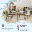 SET TAVOLINO E 2 SEDIE PER BAMBINI 3-8 ANNI IN MDF E LEGNO DI PINO GRIGIO