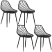 SET 4 SEDIE DA PRANZO MODERNE CON SCHIENALE TRAFORATO IN PLASTICA E GAMBE IN METALLO NERO