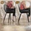 SET 4 SEDIE DA PRANZO MODERNE CON SCHIENALE TRAFORATO IN PLASTICA E GAMBE IN METALLO NERO