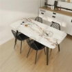 SET 4 SEDIE DA PRANZO MODERNE CON SCHIENALE TRAFORATO IN PLASTICA E GAMBE IN METALLO NERO