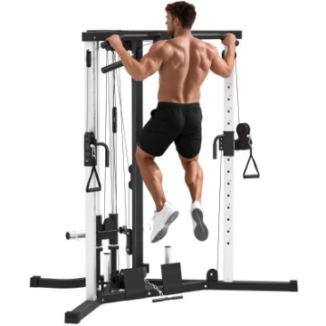 STAZIONE FITNESS PER ALLENAMENTO TOTALE CON SBARRA PER TRAZIONI E BILANCIERE IN ACCIAIO 170X139X200 CM NERO