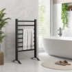 SCALDASALVIETTE ELETTRICO DA TERRA O PARETE 150W CON 8 BARRE E TIMER 2-4 ORE, 53X35X90 CM, NERO
