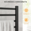 SCALDASALVIETTE ELETTRICO DA TERRA O PARETE 150W CON 8 BARRE E TIMER 2-4 ORE, 53X35X90 CM, NERO