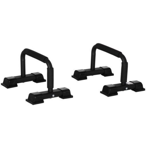 SET 2 BARRE PARALLELE IN ACCIAIO CON IMPUGNATURA IN EPE ANTISCIVOLO, 36X25X20 CM, NERO