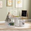 SET CON TAVOLO PER BAMBINI E 4 SGABELLI SALVASPAZIO CON VANO CONTENITORE IN LEGNO, GRIGIO
