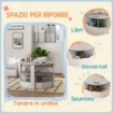 SET CON TAVOLO PER BAMBINI E 4 SGABELLI SALVASPAZIO CON VANO CONTENITORE IN LEGNO, GRIGIO