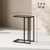 TAVOLINO DA CAFFÈ IN VETRO E ACCIAIO A FORMA DI C 46X25X63.5 CM NERO