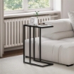 TAVOLINO DA CAFFÈ IN VETRO E ACCIAIO A FORMA DI C 46X25X63.5 CM NERO