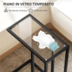 TAVOLINO DA CAFFÈ IN VETRO E ACCIAIO A FORMA DI C 46X25X63.5 CM NERO