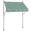 TENDA DA SOLE 2X1.2 M CON SUPPORTI REGOLABILI E MANOVELLA IN ALLUMINIO METALLO E POLIESTERE VERDE E BIANCO
