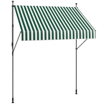 TENDA DA SOLE 2X1.2 M CON SUPPORTI REGOLABILI E MANOVELLA IN ALLUMINIO METALLO E POLIESTERE VERDE E BIANCO