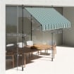 TENDA DA SOLE 2X1.2 M CON SUPPORTI REGOLABILI E MANOVELLA IN ALLUMINIO METALLO E POLIESTERE VERDE E BIANCO