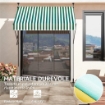 TENDA DA SOLE 2X1.2 M CON SUPPORTI REGOLABILI E MANOVELLA IN ALLUMINIO METALLO E POLIESTERE VERDE E BIANCO