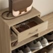 MOBILE APPENDIABITI 3 IN 1 CON SCARPIERA E SPECCHIO, GANCI E CASSETTI, IN LEGNO, COLOR QUERCIA 90X24X177 CM