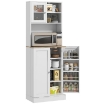 DISPENSA DA CUCINA PORTA MICROONDE CON RIPIANI APERTI E ARMADIETTO CON PORTASPEZIE 60X35X169 CM BIANCO