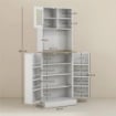 DISPENSA DA CUCINA PORTA MICROONDE CON RIPIANI APERTI E ARMADIETTO CON PORTASPEZIE 60X35X169 CM BIANCO
