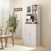 DISPENSA DA CUCINA PORTA MICROONDE CON RIPIANI APERTI E ARMADIETTO CON PORTASPEZIE 60X35X169 CM BIANCO