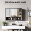 SPECCHIERA BAGNO A 3 ANTE CON ARMADIETTO 8 VANI E ANTE AMMORTIZZATE, 80X20X60 CM, GRIGIO