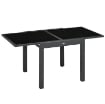 TAVOLO DA PRANZO ALLUNGABILE DA GIARDINO CON PIANO IN VETRO E ALLUMINIO 80-160X80X75 CM NERO