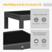 TAVOLO DA PRANZO ALLUNGABILE DA GIARDINO CON PIANO IN VETRO E ALLUMINIO 80-160X80X75 CM NERO