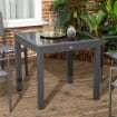 TAVOLO DA PRANZO ALLUNGABILE DA GIARDINO CON PIANO IN VETRO E ALLUMINIO 80-160X80X75 CM NERO