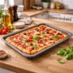 HAPPY STONE TEGLIA RETTANGOLARE BASSA PER PIZZA 40 X 33 X H4 CM USATO COME NUOVO