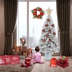 MAURY'S BASE SUPPORTO ALBERO DI NATALE EFFETTO TRONCO DIMENSIONI 22X22X23+5 CM COLORE BIANCO PER ALBERO DA 120 CM A 180 CM USATO COME NUOVO