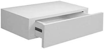 MENSOLA CON CASSETTO DA PARETE SISTEMA REGGIMENSOLA A SCOMPARSA COLORE BIANCO IN LEGNO MDF 40X24X10 CM USATO COME NUOVO