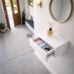 MENSOLA CON CASSETTO DA PARETE SISTEMA REGGIMENSOLA A SCOMPARSA COLORE BIANCO IN LEGNO MDF 40X24X10 CM USATO COME NUOVO