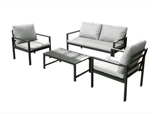 MA MAISON SET SALOTTO ''LONDRA'' DA GIARDINO 4PZ COLORE  GRIGIO E NERO OKX
