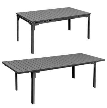 MA MAISON TAVOLO DENVER RETTANGOLARE DA ESTERNO CON TOP IN PLASTICA COLORE ANTRACITE - ALLUNGABILE 180/240X90X76 CM OKX