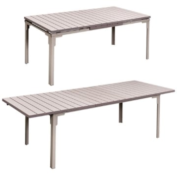 MA MAISON TAVOLO DENVER RETTANGOLARE DA ESTERNO CON TOP IN PLASTICA COLORE ECRU - ALLUNGABILE 180/240X90X76 CM OKX