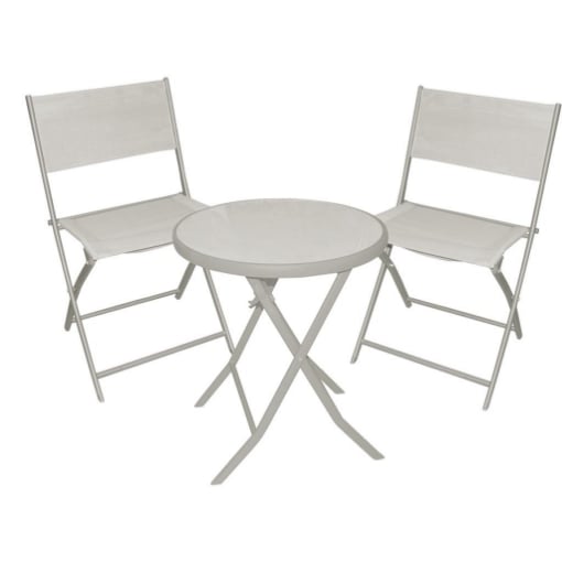 MA MAISON SET TAVOLO TONDO CON PIANO DI APPOGGIO IN VETRO +2 SEDIE COLORE GRIGIO OKX