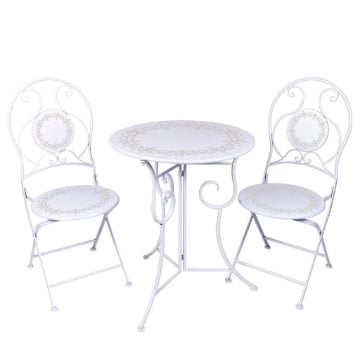MA MAISON SET CROWN BISTROT CON TAVOLO+2 SEDIE COLORE BIANCO