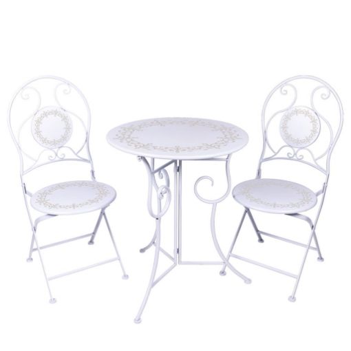 MA MAISON SET CROWN BISTROT CON TAVOLO+2 SEDIE COLORE BIANCO