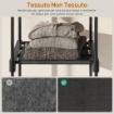 ARMADIO GUARDAROBA IN TESSUTO CON 8 RIPIANI E 3 ASTE PER APPENDERE, 182X43X185 CM, NERO