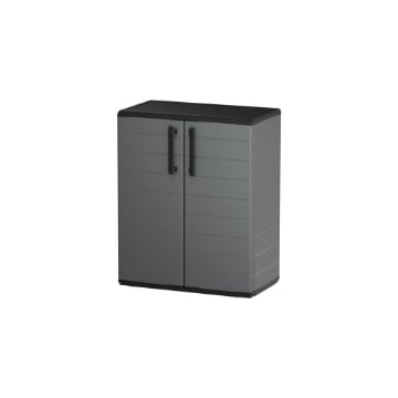 ARMADIO BASSO IN POLIPROPILENE CON 2 ANTE E RIPIANO 68 X 37 X H84 CM 