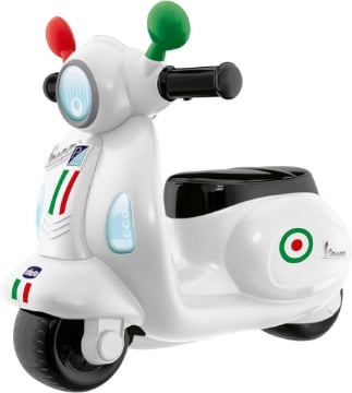 CHICCO VESPA PER BAMBINI PRIMAVERA BIANCA MOTO GIOCATTOLO CAVALCABILE CON PANNELLO ELETTRONICO ARTICOLO USATO