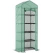 SERRA PER PIANTE A 5 LIVELLI CON PORTA A ZIP, IN ACCIAIO E PE, 69X49X193 CM, VERDE