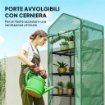 SERRA PER PIANTE A 5 LIVELLI CON PORTA A ZIP, IN ACCIAIO E PE, 69X49X193 CM, VERDE