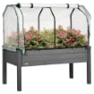 LETTO PER ORTO CON SERRA DA GIARDINO, PORTAPIANTE DA ESTERNO IN LEGNO E PE, 121X55X117 CM, GRIGIO SCURO