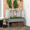 LETTO PER ORTO CON SERRA DA GIARDINO, PORTAPIANTE DA ESTERNO IN LEGNO E PE, 121X55X117 CM, GRIGIO SCURO