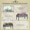 LETTO PER ORTO CON SERRA DA GIARDINO, PORTAPIANTE DA ESTERNO IN LEGNO E PE, 121X55X117 CM, GRIGIO SCURO