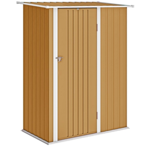 CAPANNO PORTA ATTREZZI IN METALLO CON TETTO INCLINATO E PORTA BLOCCABILE, 142X86X189 CM, GIALLO