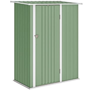 CAPANNO PORTA ATTREZZI IN METALLO CON TETTO INCLINATO E PORTA BLOCCABILE, 142X86X189 CM, VERDE CHIARO