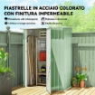 CAPANNO PORTA ATTREZZI IN METALLO CON TETTO INCLINATO E PORTA BLOCCABILE, 142X86X189 CM, VERDE CHIARO