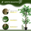 PIANTA ARTIFICIALE ALBERO DEL TÞ CON 546 FOGLIE REALISTICHE E VASO CEMENTO 120 CM VERDE